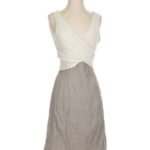 Elegant Sleeveless Wrap Dress in Cream and Gray